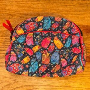 Vintage 90s Y2K Colorful Cat Pattern Cosmetic Bag Case Grandma Cat Lady Core